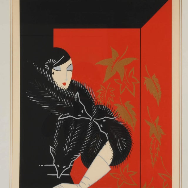 Art Deco Framed Signed Erté "Furs" Limited-Edition Serigraph For Sale - Image 3 of 12