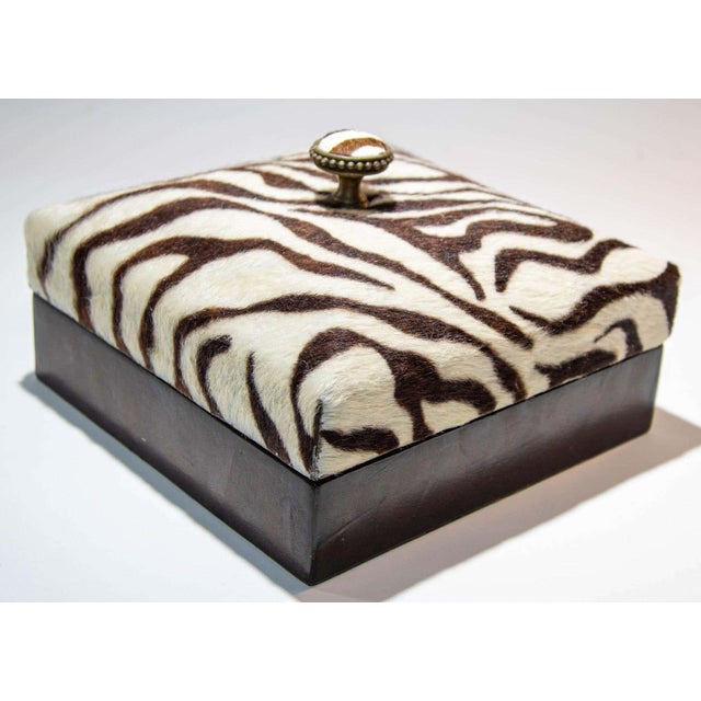 Maitland - Smith Maitland Smith Zebra Design Decorative Box, Leather, 1980s, Philippines For Sale - Image 4 of 16