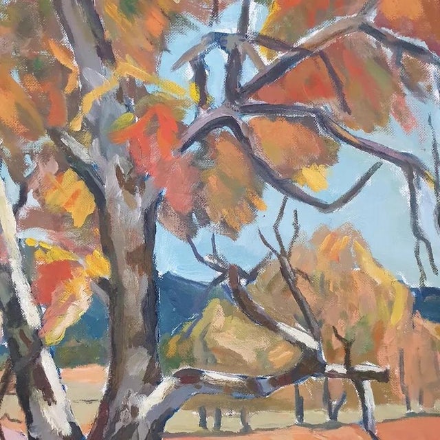 Original vintage swedish oil painting on canvas, signed lg g-berg. A lively mid-century landscape painted with loose,...