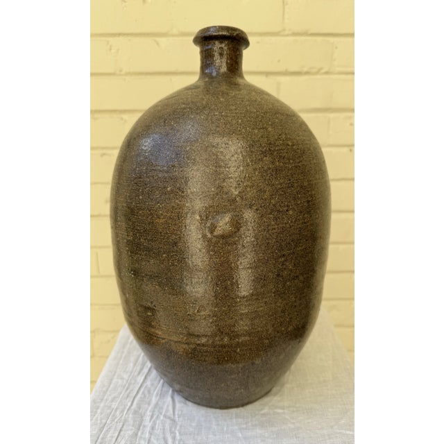 Vintage Japanese Handmade Stoneware Sake Bottle Storage Jar For Sale In Mobile - Image 6 of 10