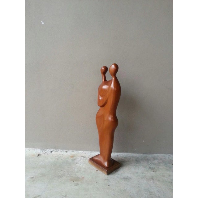 50's Tall mid-century modernist biomorphic wood sculpture titled genesis 2:23 sold as found in good condition showing very...