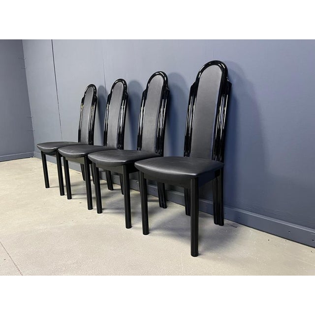 Postmodern Italian Lacquered Wood Dining Chairs, 1980s, Set of 4 For Sale - Image 9 of 12
