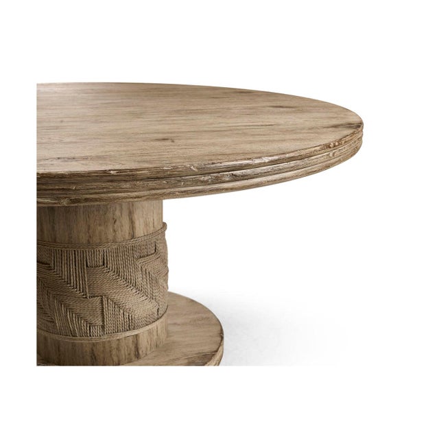 Rustic Modern Round Pedestal Dining Table For Sale - Image 4 of 9