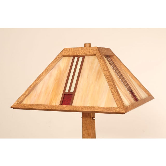 Ppl Fine Woodworking Mission Oak and Stained Glass Floor Lamp For Sale - Image 4 of 18