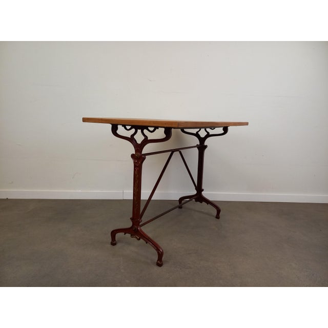 Art Nouveau Cast Iron and Wood Bistro Table, 1890s For Sale - Image 5 of 18