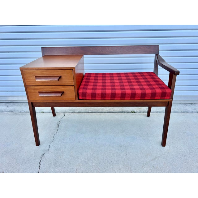 Mid 20th Century Mid Century Modern Teak Chippy Heath Telephone Bench