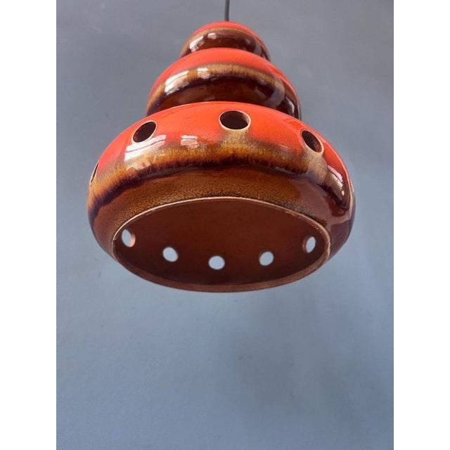 Red Ceramic Pendant Lamp, West Germany For Sale - Image 9 of 13