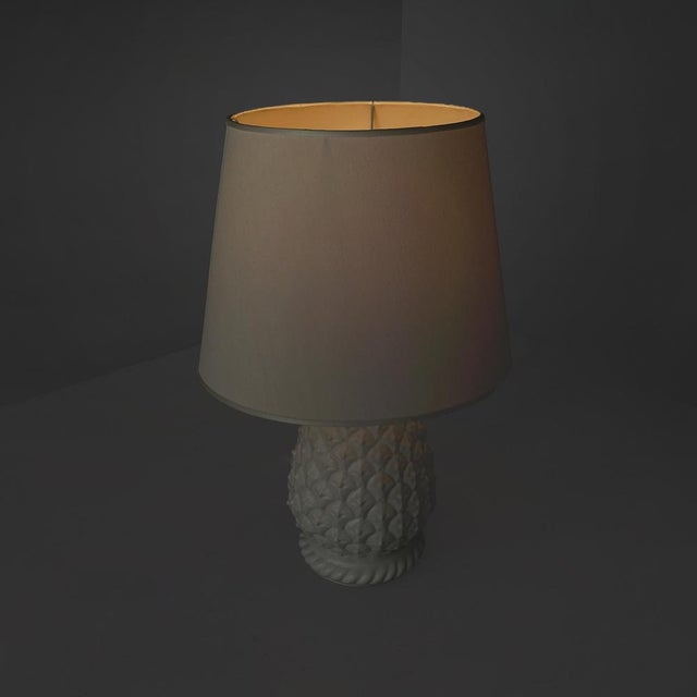 Italian Modern Ananas Shape Table Lamp in White Ceramic, 1970s For Sale - Image 3 of 7