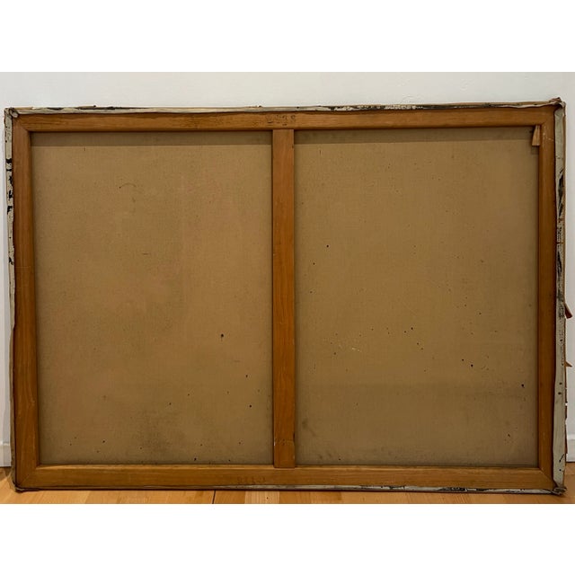 Textile Gaston Orellana, Composition Abstraite, 1961, Oil on Canvas For Sale - Image 7 of 8