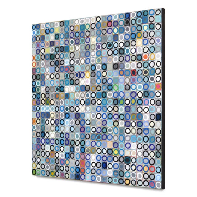 Contemporary 576 Circles v.5 - Large Original Geometric Abstract Acrylic and Oil Pastel Painting on Canvas by Brandon Neher For Sale - Image 3 of 9