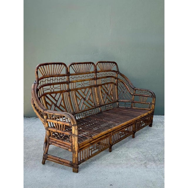 Wood Vintage Brighton Rattan High Back Sofa For Sale - Image 7 of 12