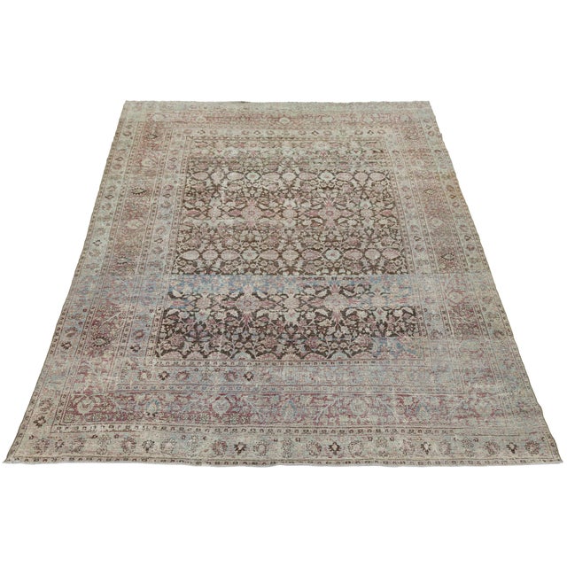 Antique Doroksh Wool Rug With Muted Crimson and Ice Blue Patina 9 X 13 For Sale - Image 10 of 11