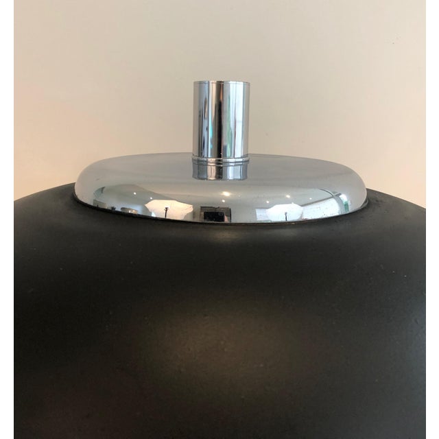 Mid-Century Modern Large French Table Lamp With Chrome and Black Lacquered Design, Circa 1950 For Sale - Image 3 of 12