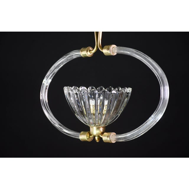 1950s Art Decò Murano Glass and Brass Chandelier by Barovier & Toso For Sale - Image 12 of 13