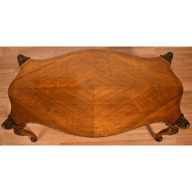 French 1930s French Carved Walnut Coffee Table For Sale - Image 3 of 18