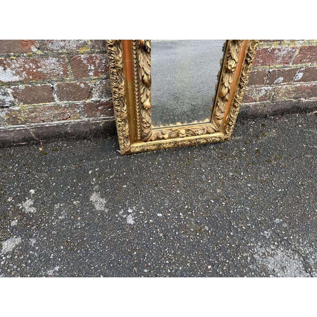 Italian Carved Wood and Gesso Gilt Ornate Mirror For Sale - Image 4 of 7