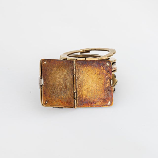 Art Deco Antique Convertible Ring to Bracelet Folding Book 14k Gold Enamel Diamond 6.75" For Sale - Image 3 of 9