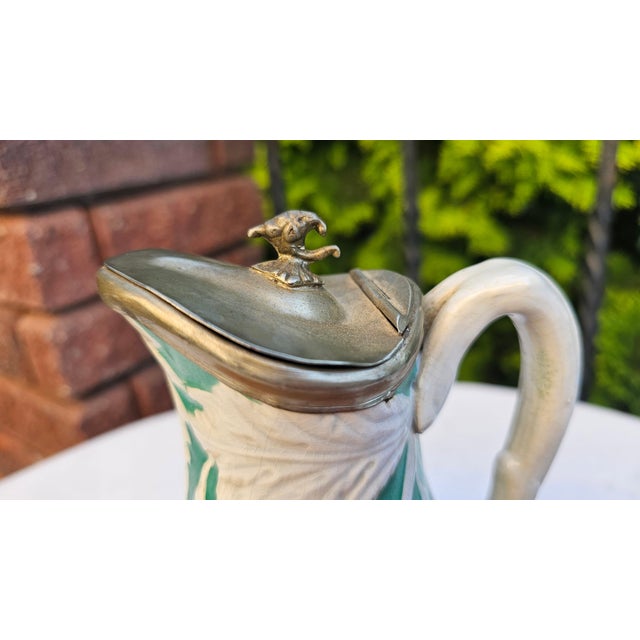 Metal Pre-War Ceramic Beer Mug with Eagle-Head Handle For Sale - Image 7 of 10