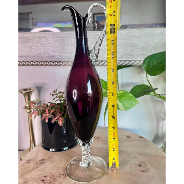 Vintage Italian Handblown Amethyst Art Glass with Twisted Design Beautiful vintage Italian handblown art glass in a rich...