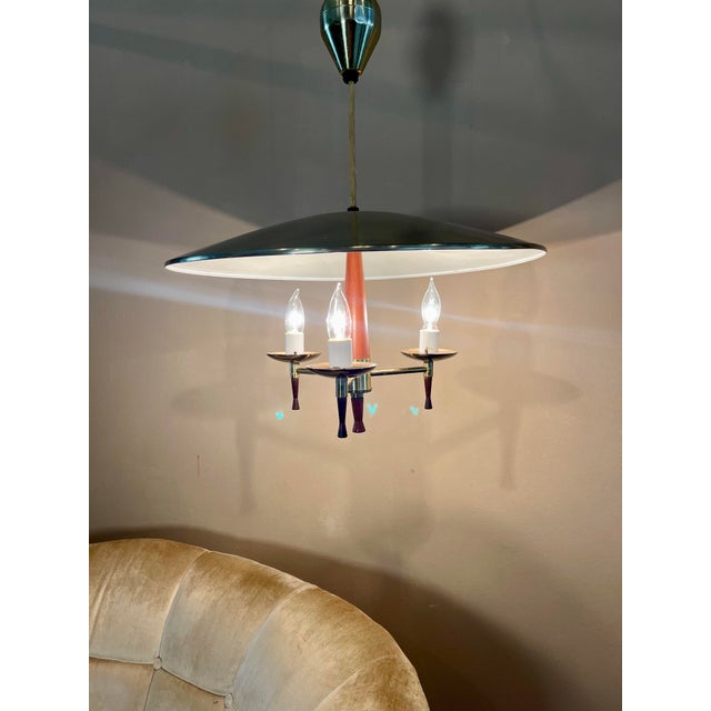 Mid Century Flying Saucer Pull Down Lamp For Sale In New Orleans - Image 6 of 12