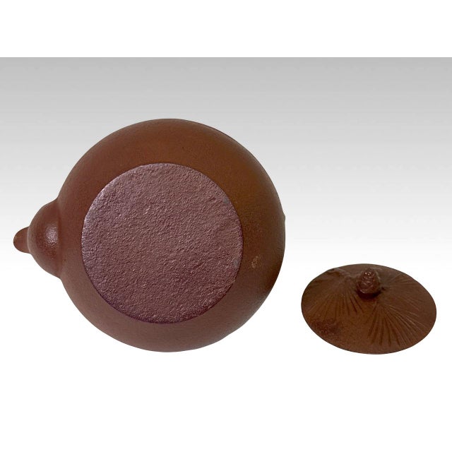 Vintage Japanese Cast Iron Tetsubin / Teapot With Pine Needle Design For Sale - Image 4 of 5