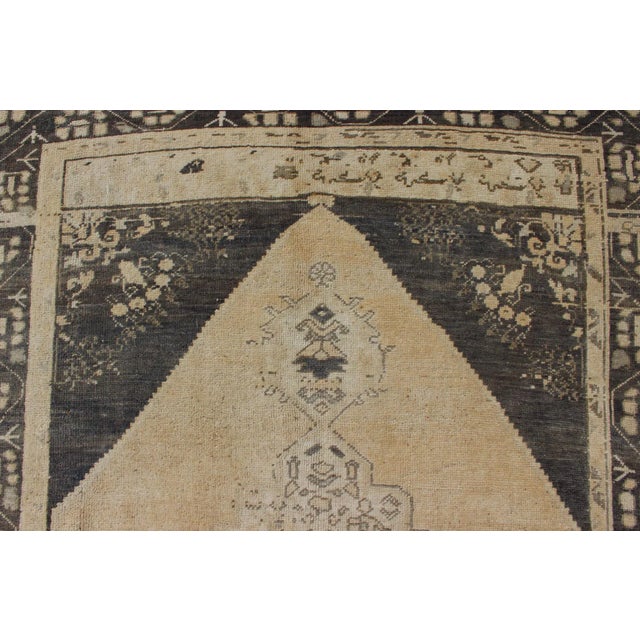 Dark Blue and Cream Turkish Oushak Rug With Tribal Geometric Design For Sale - Image 11 of 13