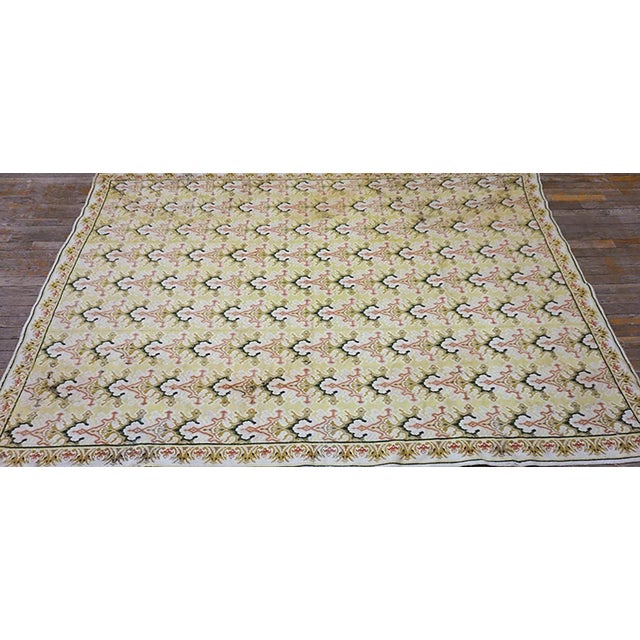 French 1890s Antique Needlepoint French Allover European Design Flat Weave Rug For Sale - Image 3 of 12