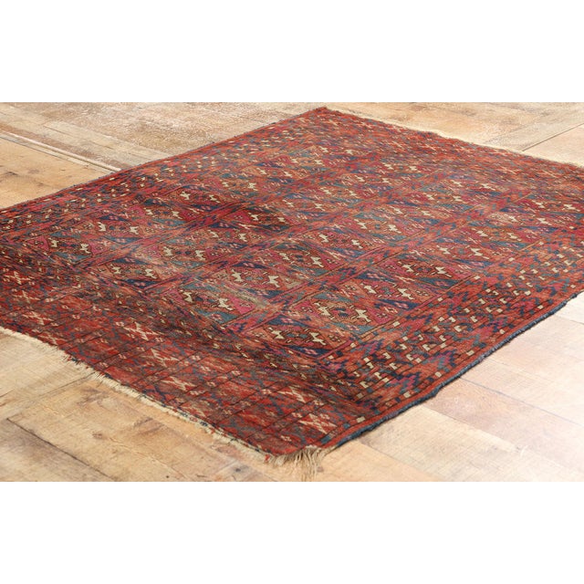 Textile 1890's Antique Turkoman Tekke Rug - 03'06 X 04'03 For Sale - Image 7 of 9