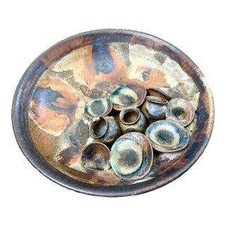 Mid Century 1960s Axella Denmark Large Modernist Shallow Sculptural Bowl For Sale