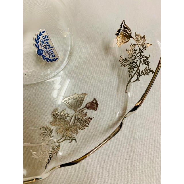 Mid 20th Century Mid 20th Century Silver City Glass Co. Art Nouveau "Poppy" Silver Overlay Compote Bowls - Set of 2 For Sale - Image 5 of 12