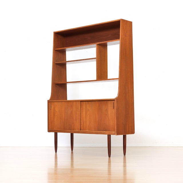 Brown Mid Century Teak Bookcase Room Divider For Sale - Image 8 of 12