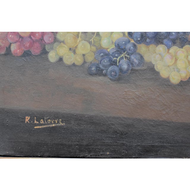 Late 19th Century Antique Rafael La Torre Fruit Basket Still Life Oil Painting, Framed For Sale - Image 5 of 7
