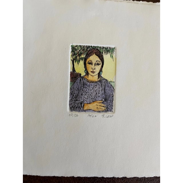 Figurative Late 20th Century Ruth Leaf Signed Limited Edition Etching "Nita" 5/20 - 9.5" x 8" For Sale - Image 3 of 3