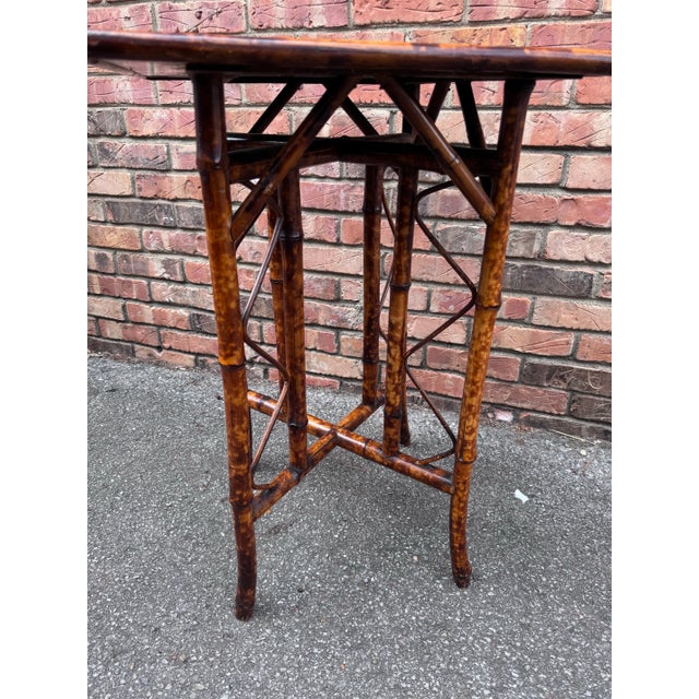 Chinoiserie 19th Century English Bamboo Side Table With Chinoiserie Design For Sale - Image 3 of 8