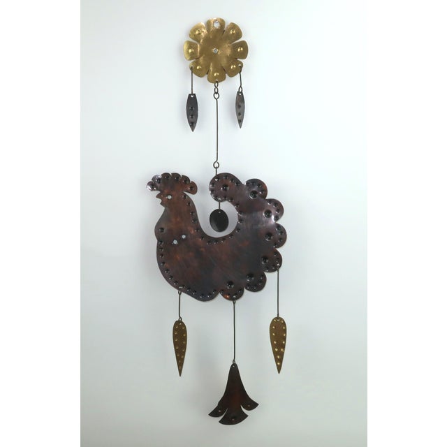 Cesar Vasquez Copper, Brass & Enamel Chicken Sculpture Wall Hanging, 1970’s For Sale - Image 10 of 10
