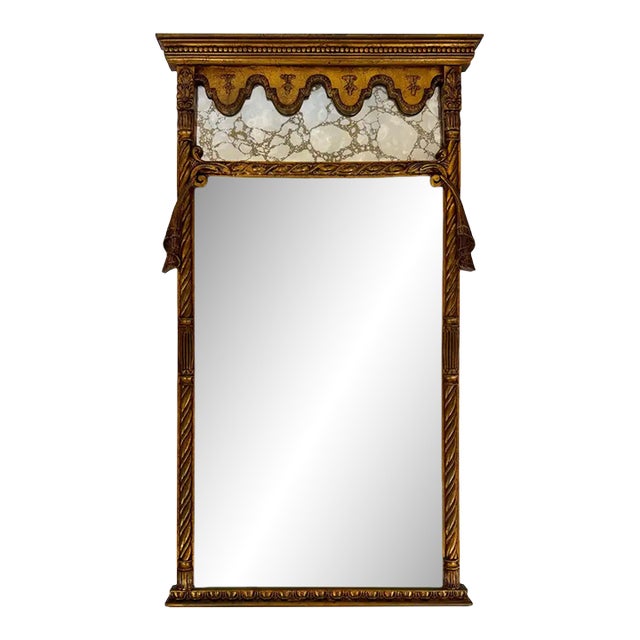 Mid-Century Hollywood Regency Gilt Rope and Tassel Trumeau Pier Mirror For Sale