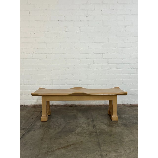 Tan Sculptural Wavy Bench Handcrafted For Sale - Image 8 of 14