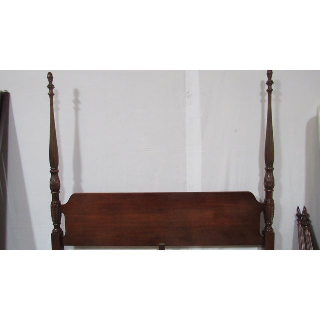 Brown 1980s American Drew Cherry King Size Poster Bed Rice For Sale - Image 8 of 10