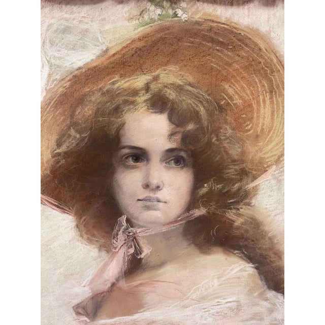 Wood Mid 19th Century Portraits of Two Young Women Pastel Drawings, Framed - a Pair For Sale - Image 7 of 10