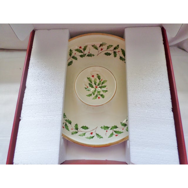 Lenox Xmas Holiday Chip Dip Serving Dish Seafood Holly W Gold Trim Nib Chairish