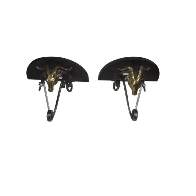 20th Century Neo Classical Style Ram's Head Wall Brackets, Attributed to Maitland Smith. This set is truly stunning. It...