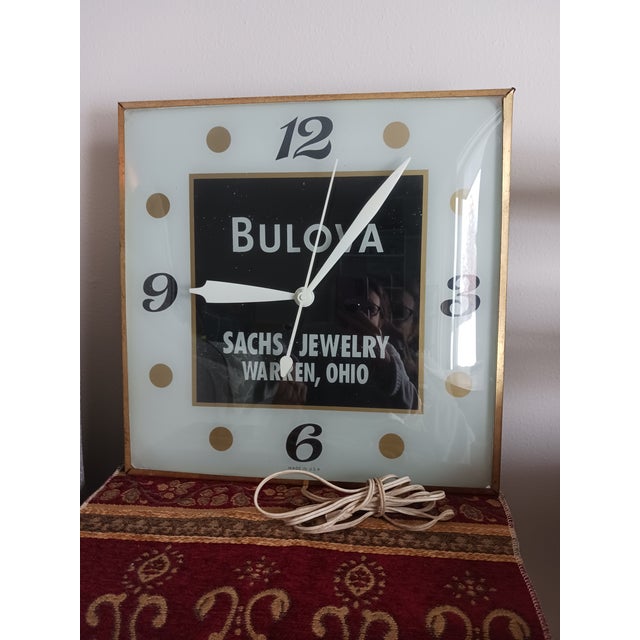 Vintage BULOVA Wall Clock Light Up Amber Ohio Jewelry Store 1930's- working A stunning focal point to any room. Electric...