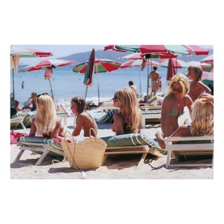 Slim Aarons, Saint Tropez Beach, Limited Edition Estate Stamped Photographic Print, 2000s For Sale
