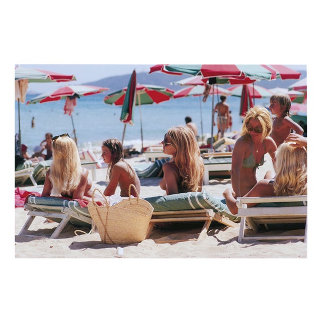 Slim Aarons, Saint Tropez Beach, Limited Edition Estate Stamped Photographic Print, 2000s For Sale