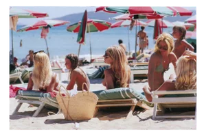 Slim Aarons, Saint Tropez Beach, Limited Edition Estate Stamped Photographic Print, 2000s