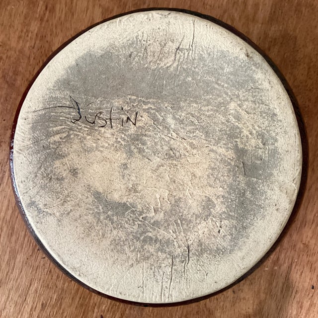 Vintage Fire Glazed Handmade Pottery Bowl Artist Signed For Sale In Chicago - Image 6 of 13