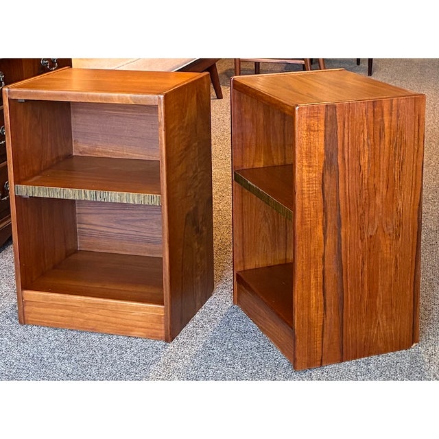 Mid 20th Century Pair of Mid Century Modern Teak Nightstands W/ Open Shelving c.1960 For Sale - Image 5 of 8