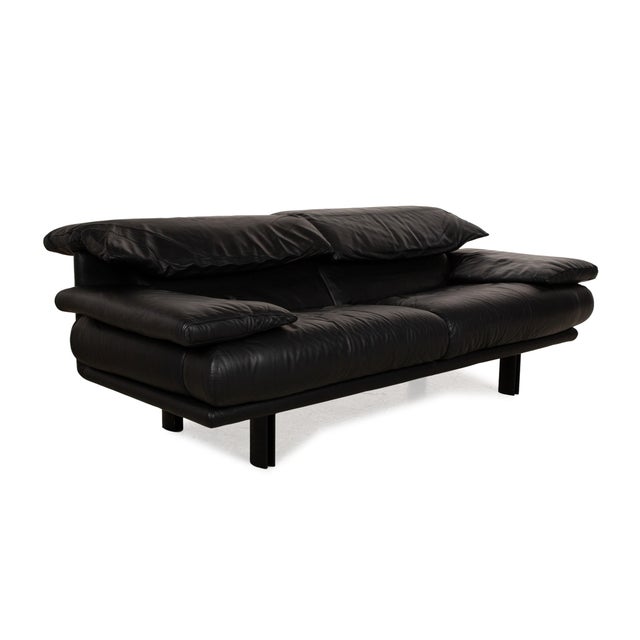 Black Alanda Two Seater Black Leather Sofa by Paolo Piva for B&b Italia / C&b Italia For Sale - Image 8 of 17