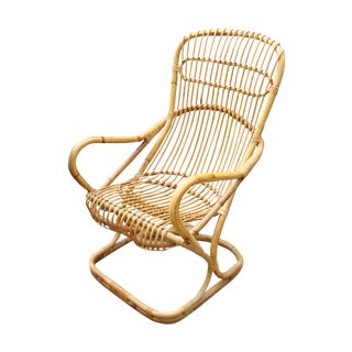 Franco Albini Mid-Century Wicker Bentwood Chair For Sale
