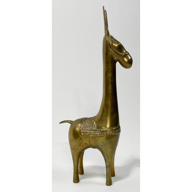 Vintage brass burro figure with nice saddle and harness detail. Lovely patina.